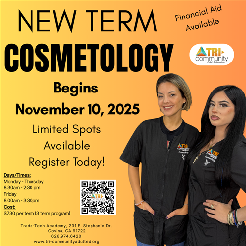 Cosmetology Begins November 10, 2025